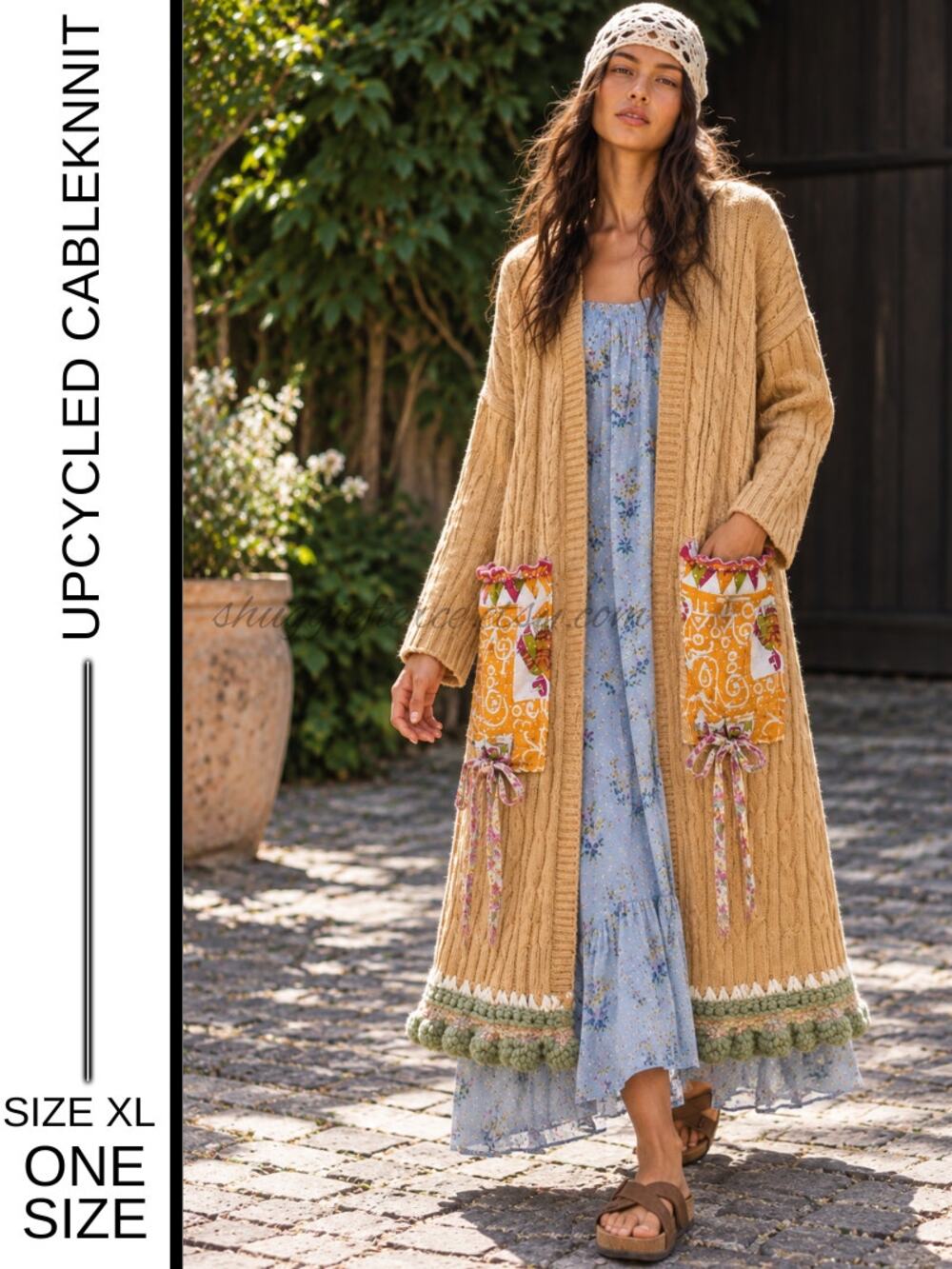 ✨ Shuggie Fierce Designs Upcycled Cable Knit Maxi Sweater | Size XL (One Size) ✨